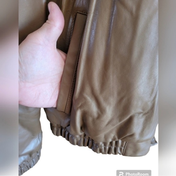 Vintage Wilson’s Leather Brown Fur Lined Hooded Bomber Style Zip Jacket Coat - Picture 2 of 10